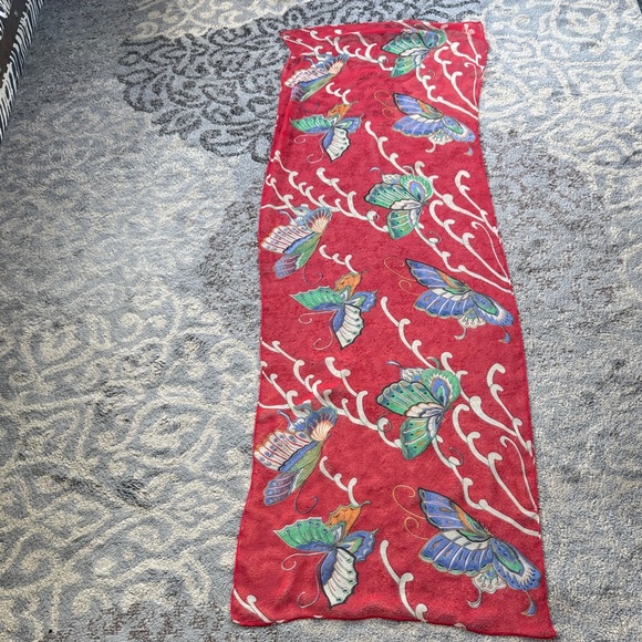Vintage Accessories - Vintage Butterfly Scarf Red